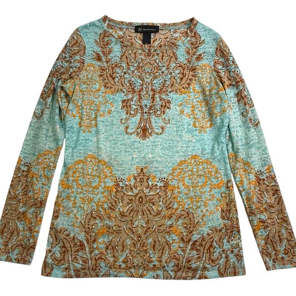 Vtg Y2k INC Burnout Sheer Top S Aqua Baroque Whimsigoth Fairy Going Out Festival - Picture 2 of 9